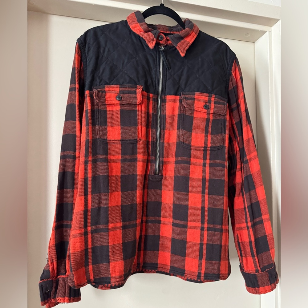 Polo Ralph Lauren Red and Black Plaid Half-Zip Shirt